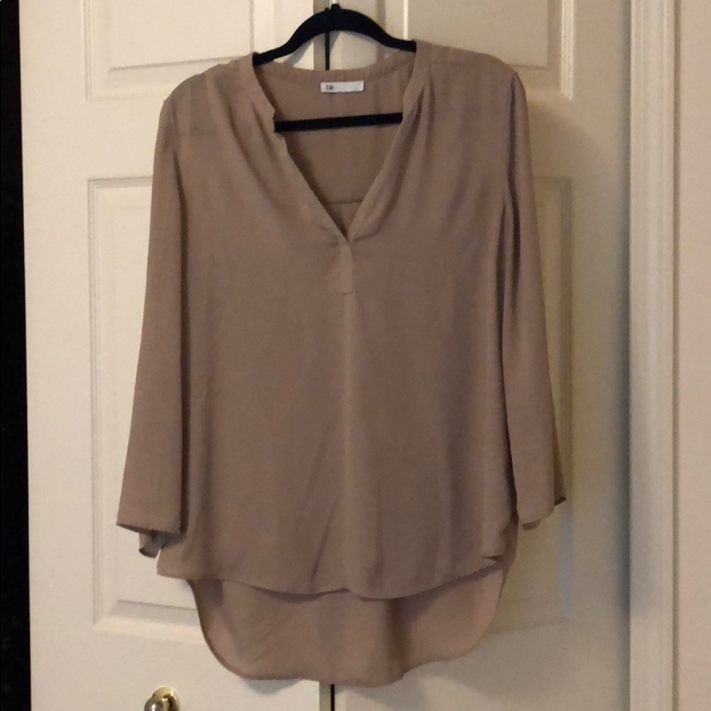 Tan long-sleeve blouse